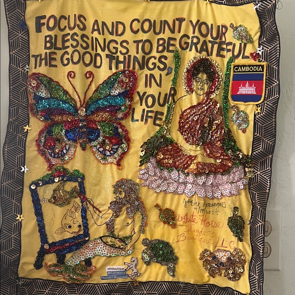 (0352) Handcrafted Buddha Colorful Sequin Wall Hanging Decor “ 20 X 22